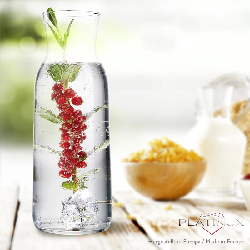 PLATINUX Karaffe aus Glas 1000ml (max. 1130ml) Wasserkaraffe