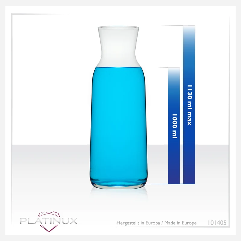 PLATINUX Karaffe aus Glas 1000ml (max. 1130ml) Wasserkaraffe