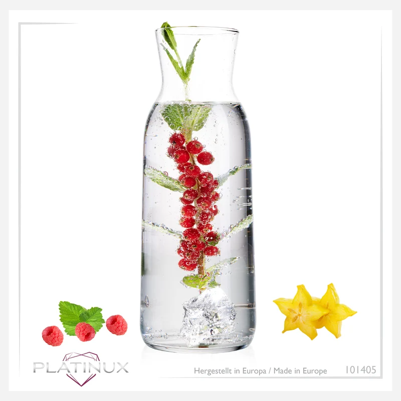 PLATINUX Karaffe aus Glas 1000ml (max. 1130ml) Wasserkaraffe