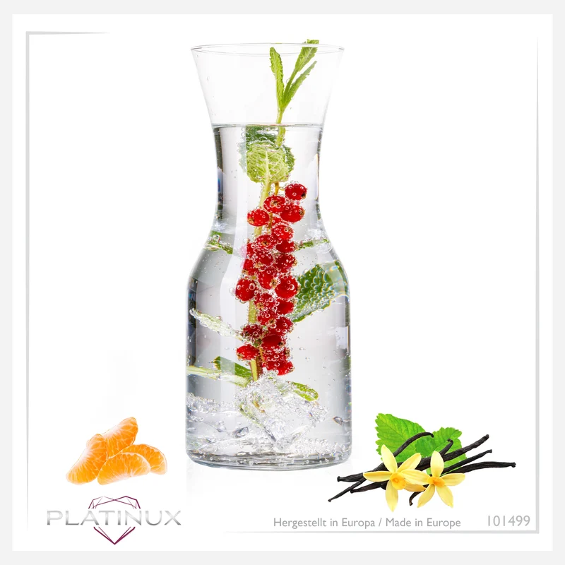 PLATINUX Karaffe 600ml (max. 1100ml) aus Glas Wasserkaraffe