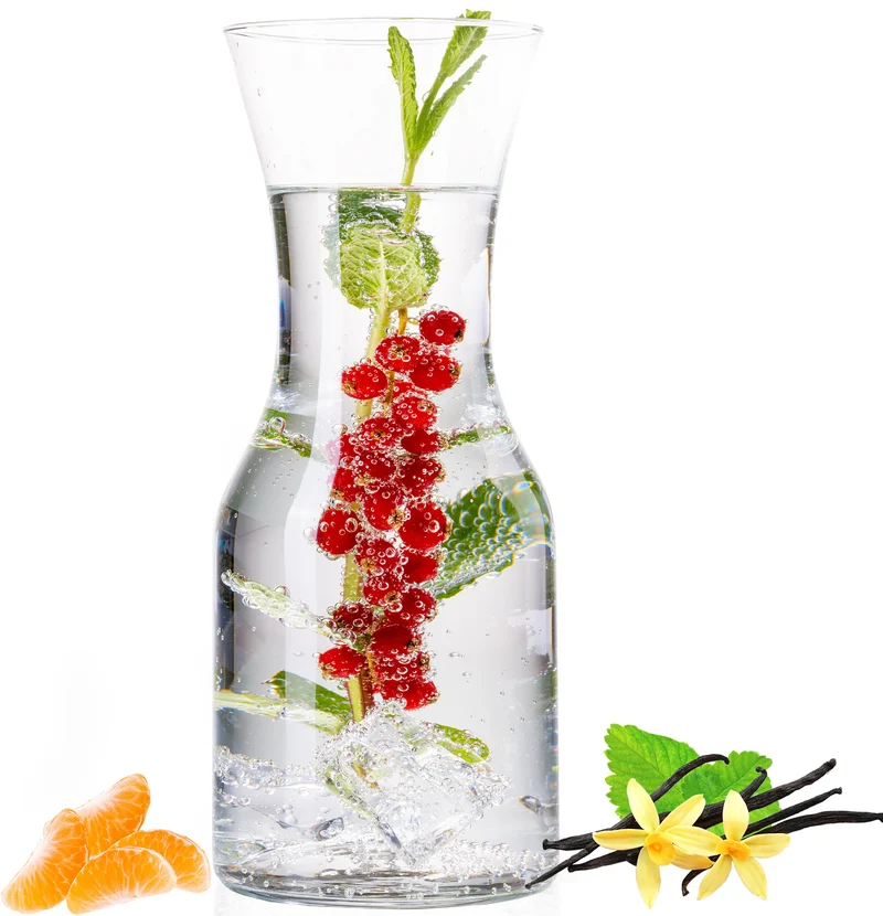 PLATINUX Karaffe 600ml (max. 1100ml) aus Glas Wasserkaraffe