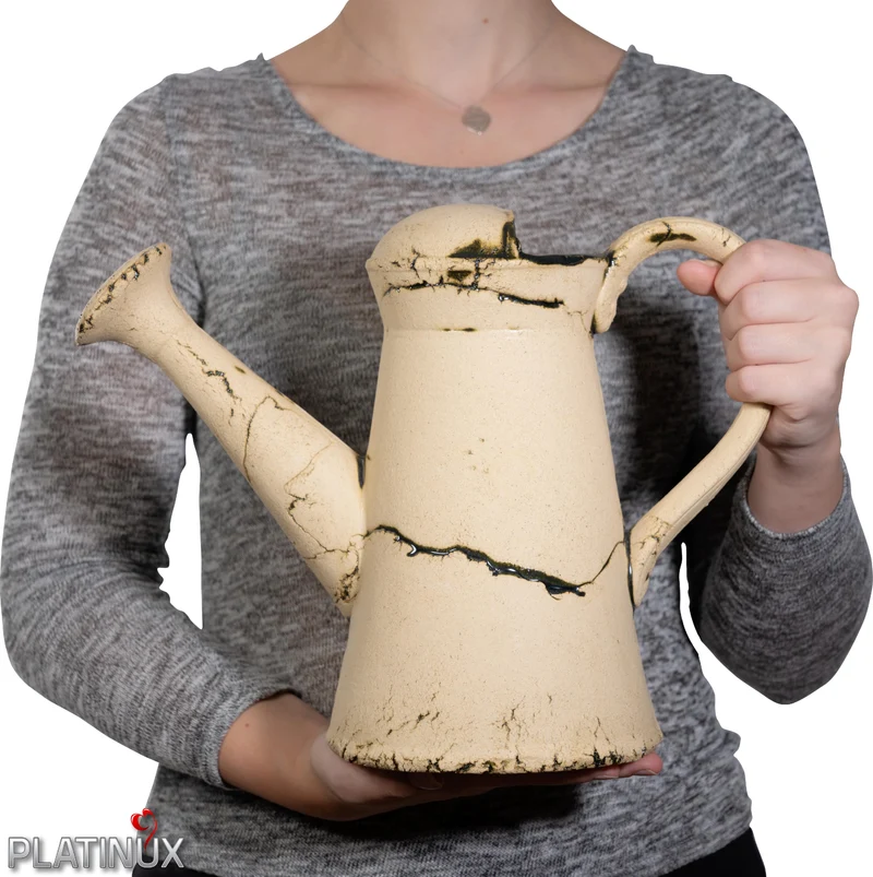 PLATINUX Steingut Deko Gießkanne Grün 36x16,5x26,5cm