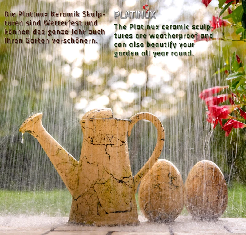 PLATINUX Steingut Deko Gießkanne Grün 36x16,5x26,5cm