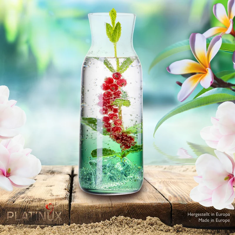PLATINUX Karaffe mit Grünem Ombré Effekt aus Glas 1L (max. 1130ml)