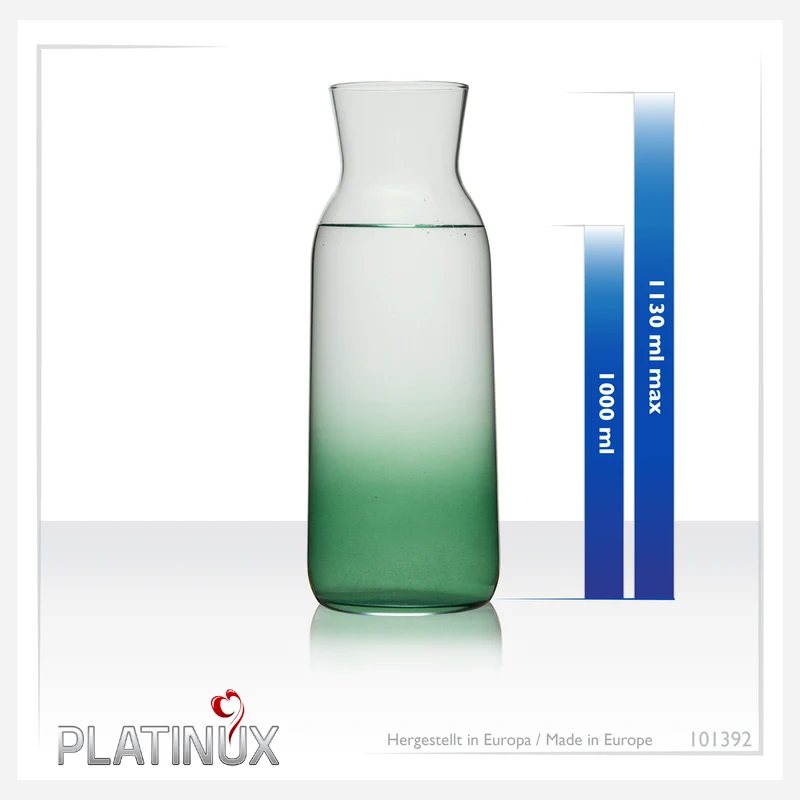 PLATINUX Karaffe mit Grünem Ombré Effekt aus Glas 1L (max. 1130ml)