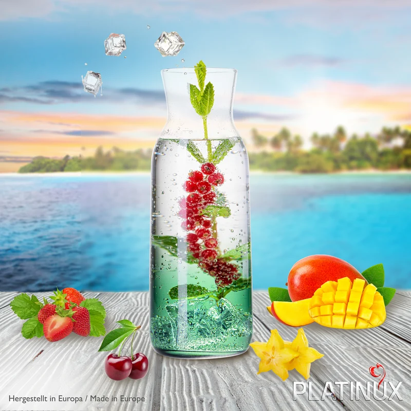 PLATINUX Karaffe mit Grünem Ombré Effekt aus Glas 1L (max. 1130ml)