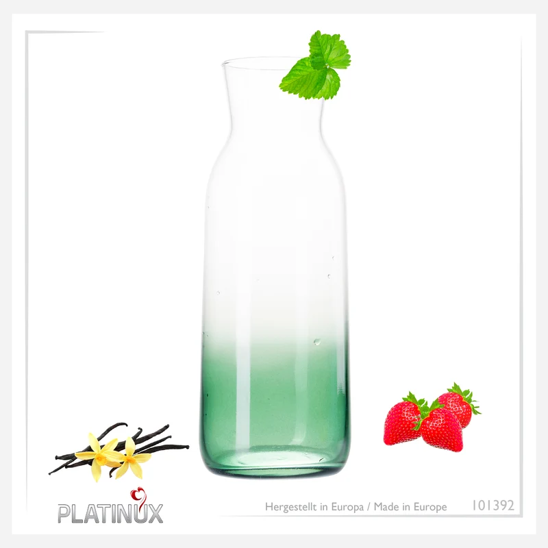PLATINUX Karaffe mit Grünem Ombré Effekt aus Glas 1L (max. 1130ml)