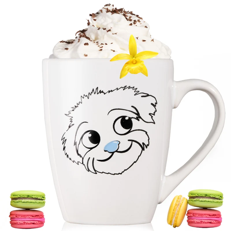 PLATINUX Kaffeetasse mit Griff 250ml Tasse mit Hunde Motiv "Flocke" Teetasse