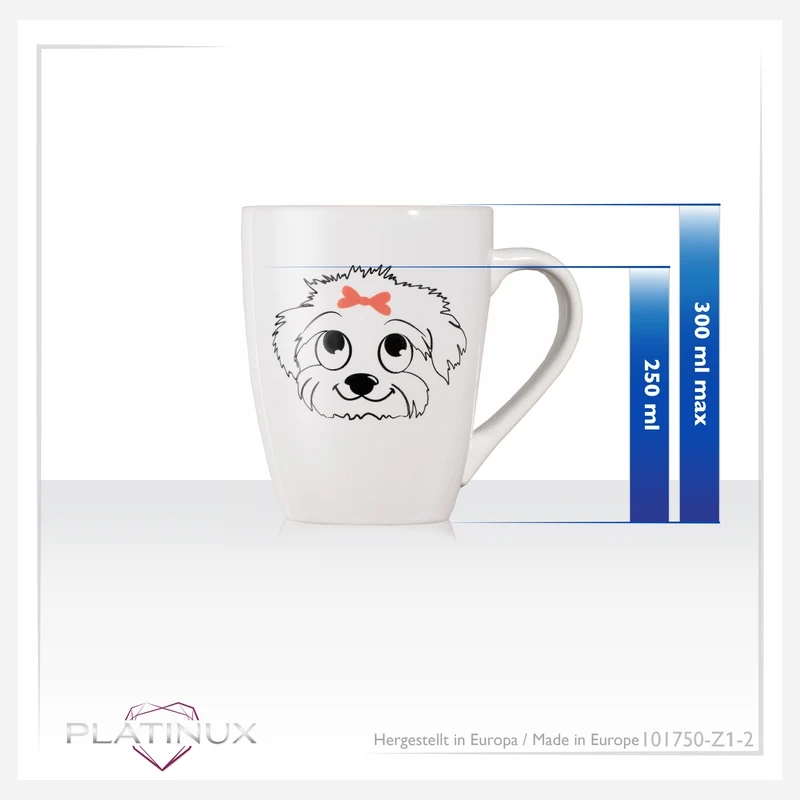 PLATINUX Kaffeetasse mit Griff 250ml Tasse mit Hunde Motiv "Susi" Teetasse