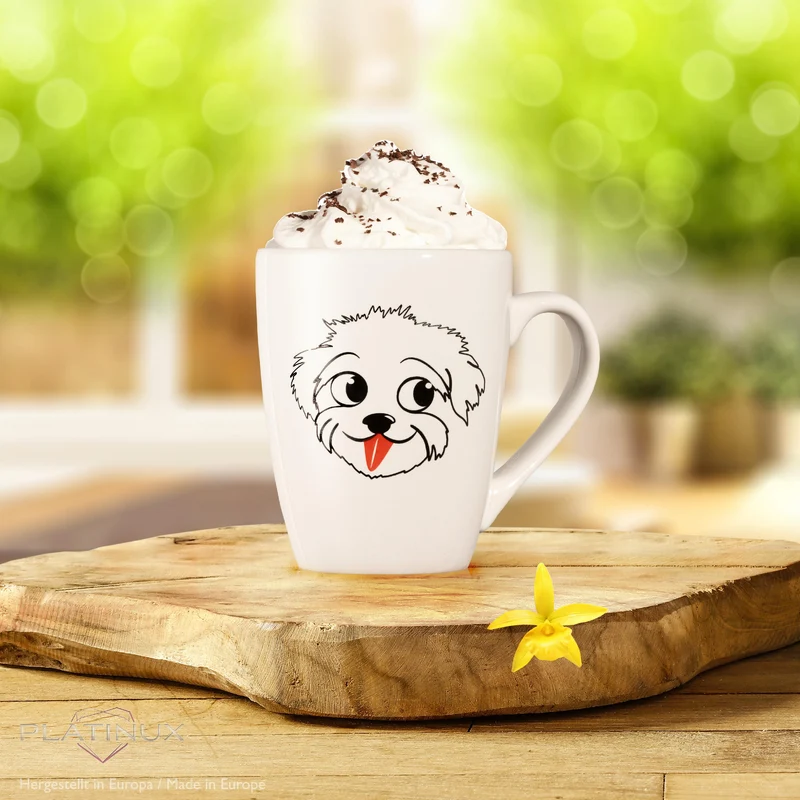 PLATINUX Kaffeetasse mit Griff 250ml Tasse mit Hunde Motiv "Einstein" Teetasse