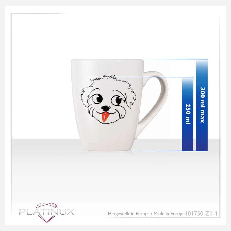 PLATINUX Kaffeetasse mit Griff 250ml Tasse mit Hunde Motiv "Einstein" Teetasse