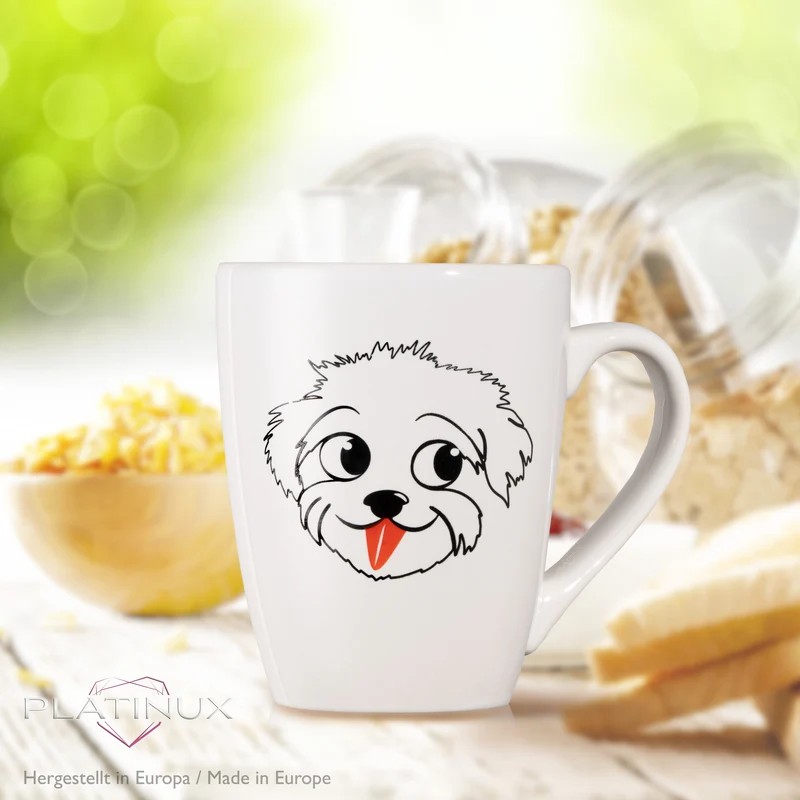 PLATINUX Kaffeetasse mit Griff 250ml Tasse mit Hunde Motiv "Einstein" Teetasse
