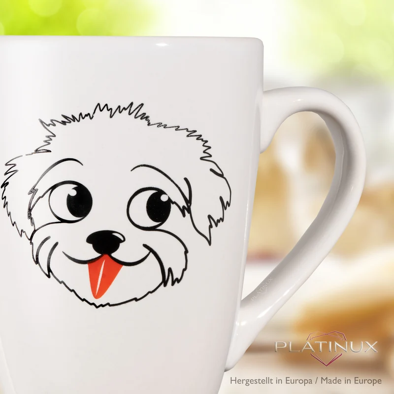 PLATINUX Kaffeetasse mit Griff 250ml Tasse mit Hunde Motiv "Einstein" Teetasse