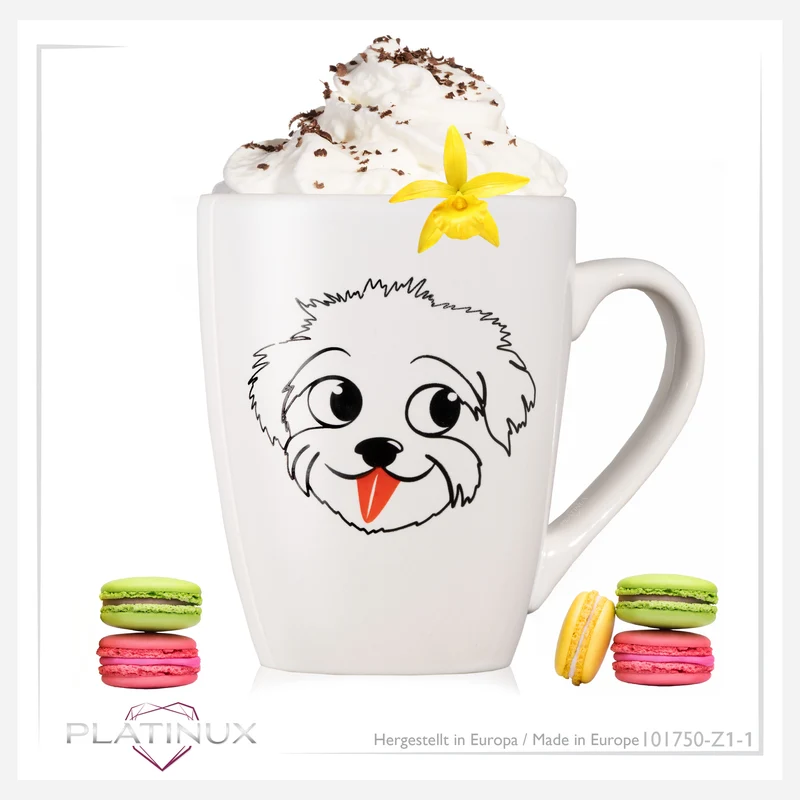 PLATINUX Kaffeetasse mit Griff 250ml Tasse mit Hunde Motiv "Einstein" Teetasse