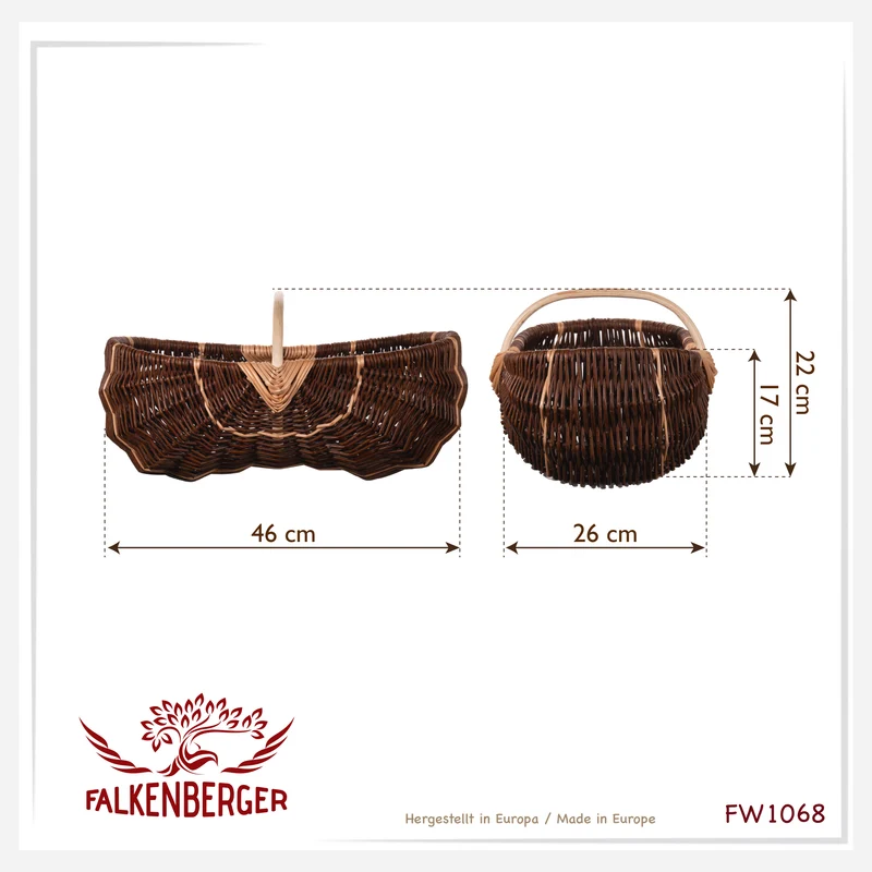 FALKENBERGER Weidenkorb geflochten ca. 46x26x22cm Handarbeit "Andorra" Kartoffelkorb Einkaufskorb aus Weide