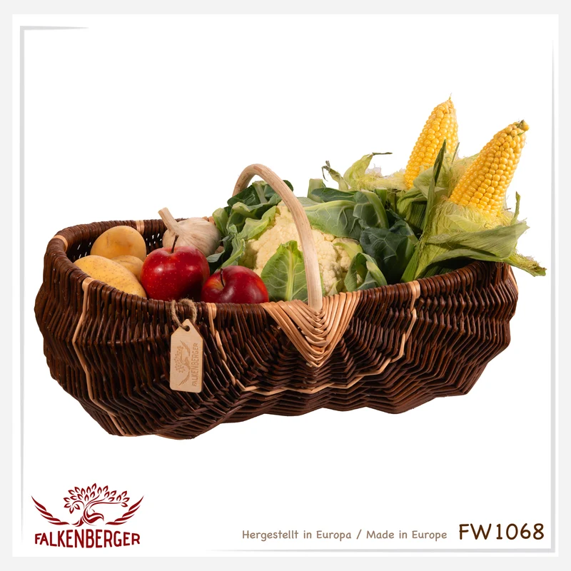 FALKENBERGER Weidenkorb geflochten ca. 46x26x22cm Handarbeit "Andorra" Kartoffelkorb Einkaufskorb aus Weide