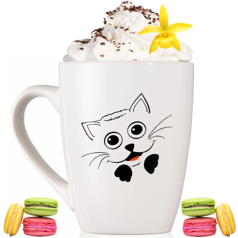 PLATINUX Kaffeetasse mit Griff 250ml (max. 300ml) Tasse mit Katzen Motiv "Felix"