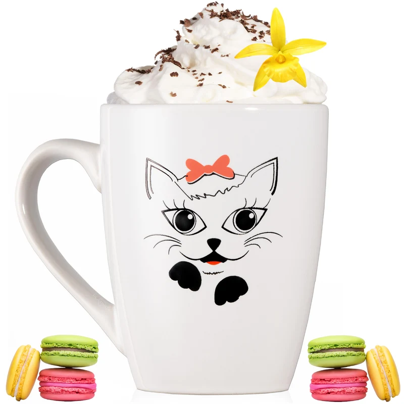 PLATINUX Kaffeetasse mit Griff 250ml (max. 300ml) Tasse mit Katzen Motiv "Bella"