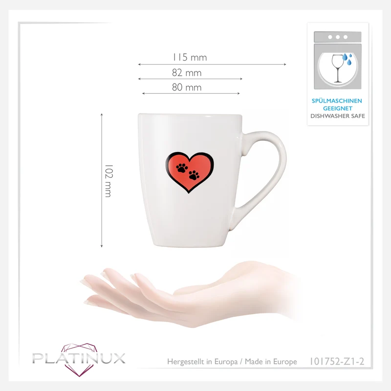 PLATINUX Kaffeetasse mit Griff 250ml (max. 300ml) Tasse mit Katzen Motiv "Bella"
