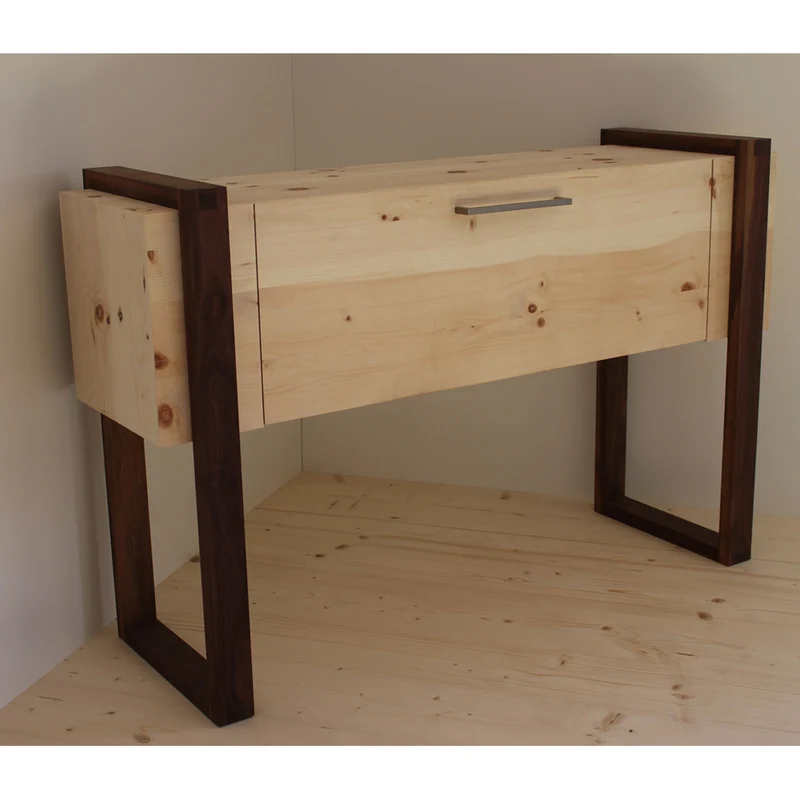 Sideboard 'Ahrn' | Zirbe roh | B 120 x T 37,5 x H 78 cm | Rahmen in Nuss | Made in Austria