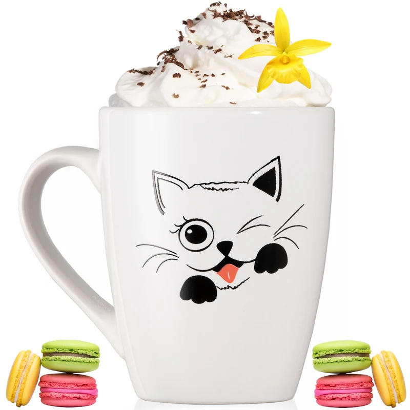 PLATINUX Kaffeetasse mit Griff 250ml (max. 300ml) Tasse mit Katzen Motiv "Coco"
