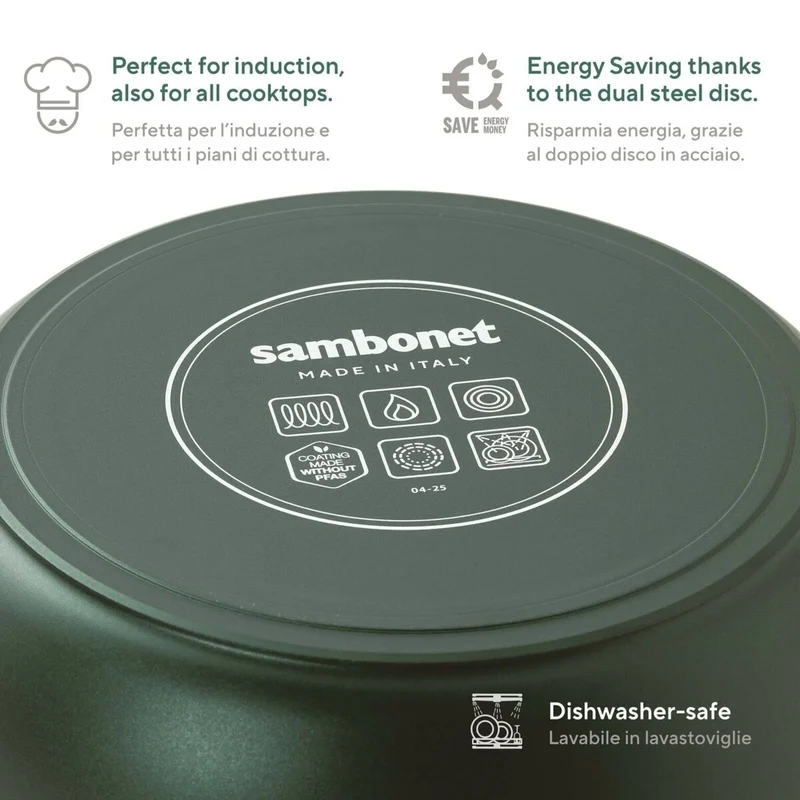 Sambonet Titan Pro Green Casseruola Alta due Manici in Alluminio