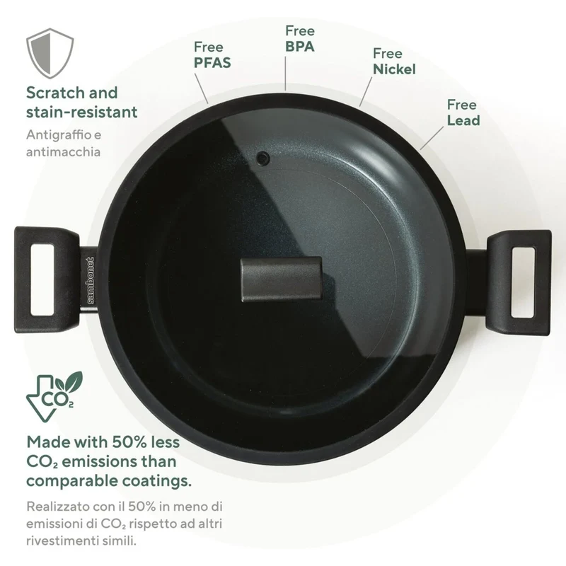 Sambonet Titan Pro Green Casseruola Alta due Manici in Alluminio