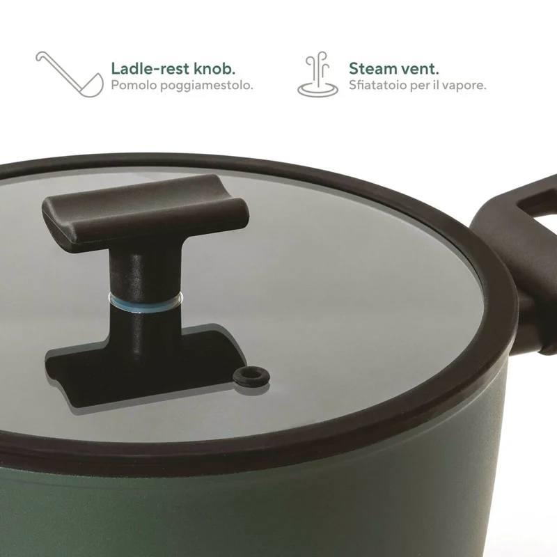 Sambonet Titan Pro Green Casseruola Alta due Manici in Alluminio
