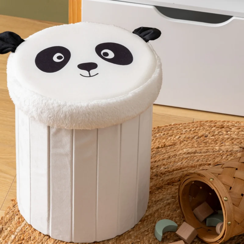 Panda Spielzeugkorb und Pouf mit Deckel Atmosphera
