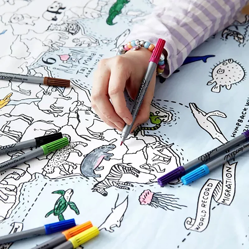Color In World Map Baumwolltischdecke