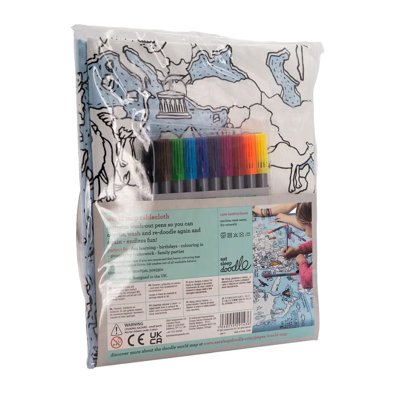 Color In World Map Baumwolltischdecke