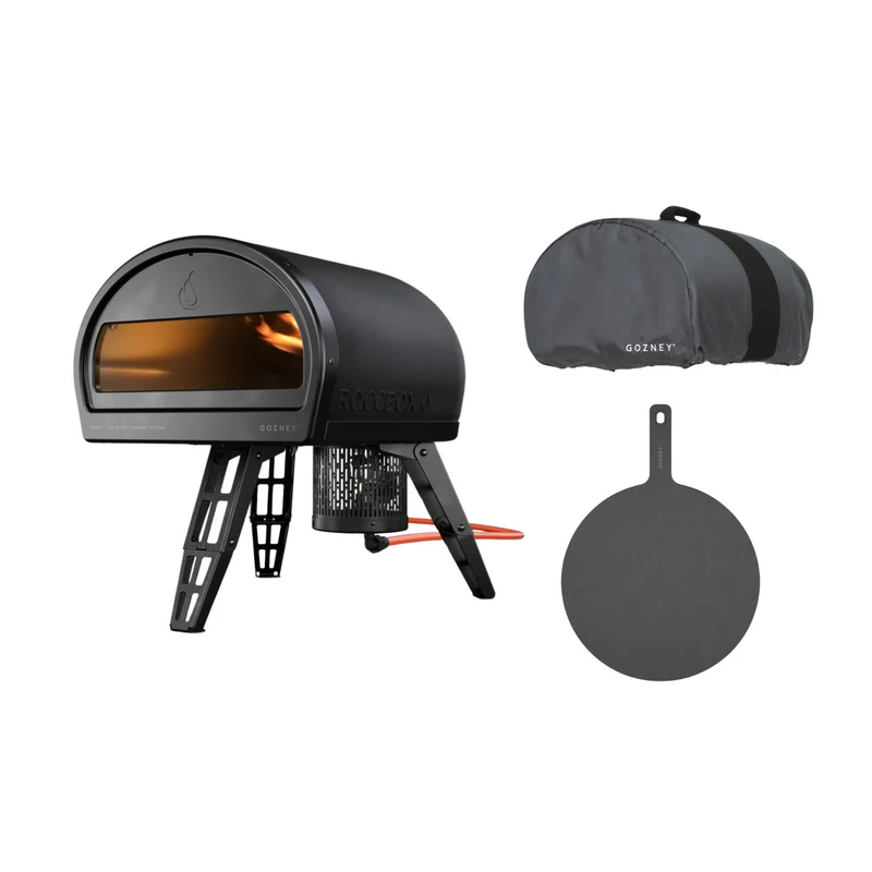 Gozney Roccbox Pizzaofen mit Abdeckhaube und Servierteller