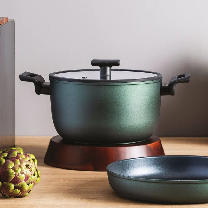 Sambonet Titan Pro Green Casseruola Alta due Manici in Alluminio