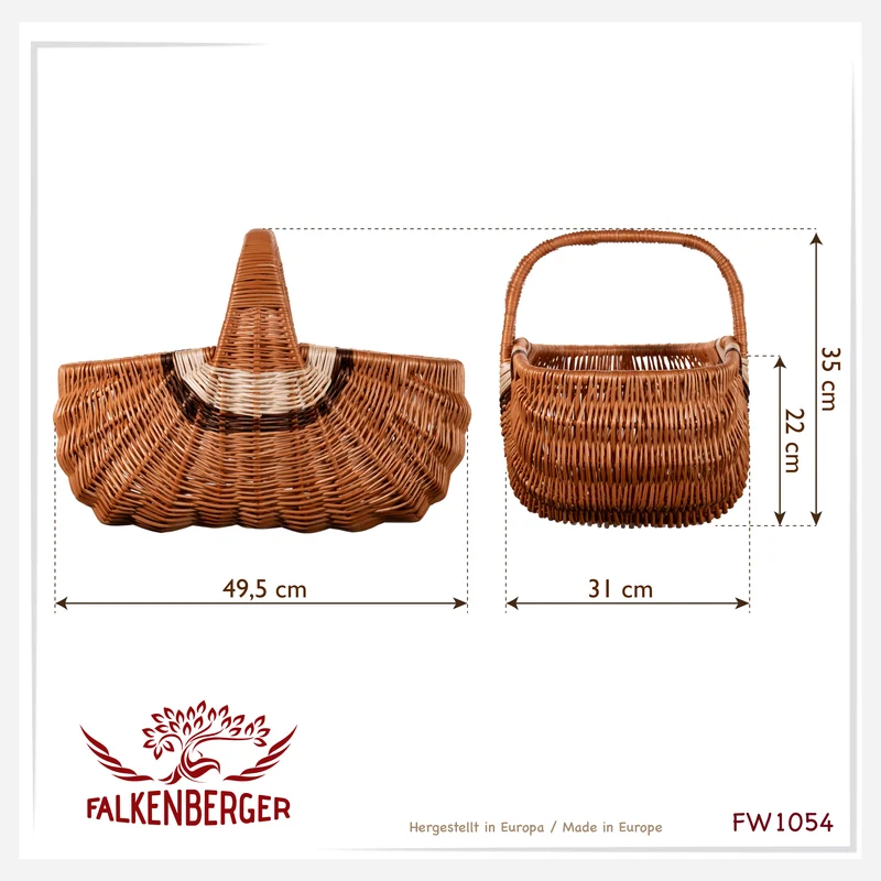 FALKENBERGER Weidenkorb geflochten groß "Camden" ca. 49,5x31x22cm Handarbeit Einkaufskorb aus Weide Marktkorb