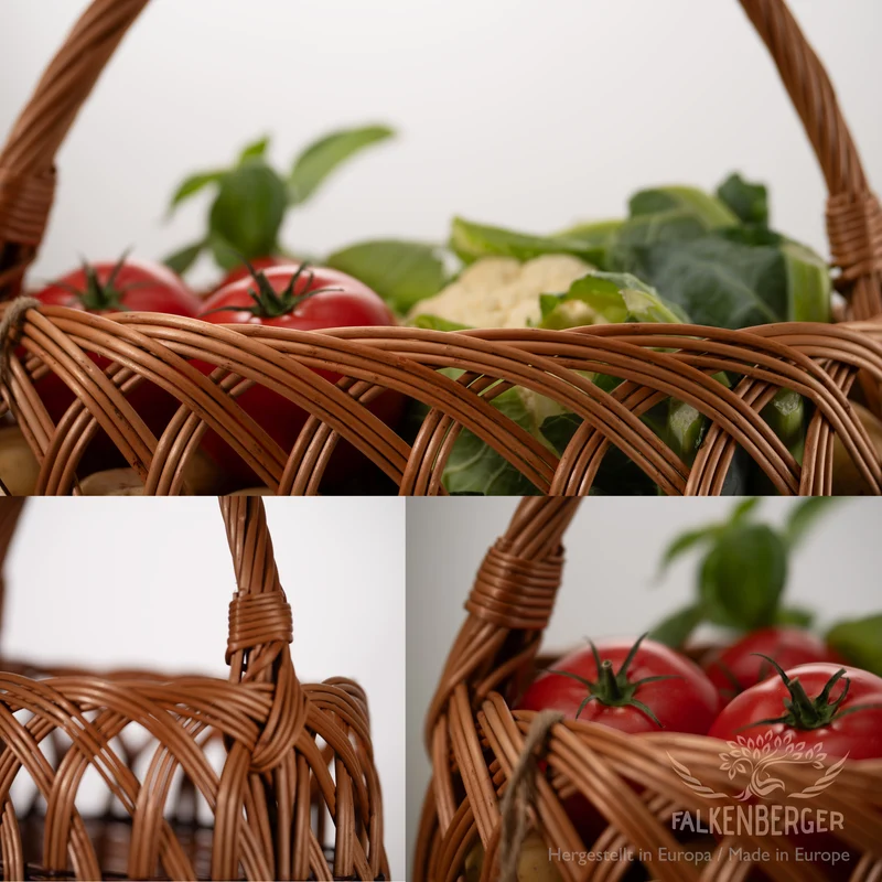 FALKENBERGER Weidenkorb 33x21x24cm "Greta" Einkaufskorb aus Weide Handarbeit Pilzkorb