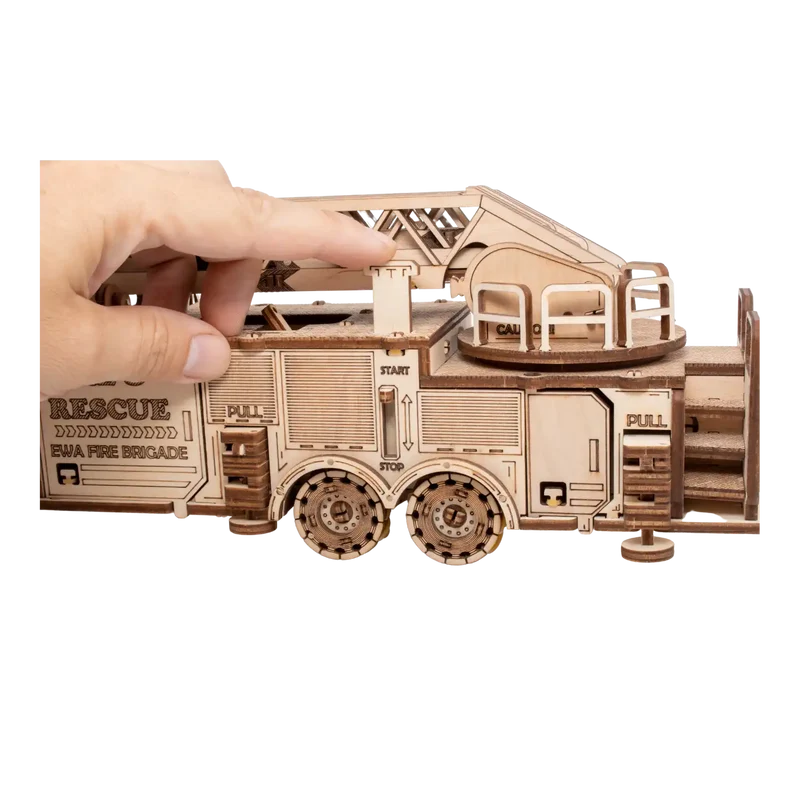 3D-Holzpuzzle Mechanisches Feuerwehrauto