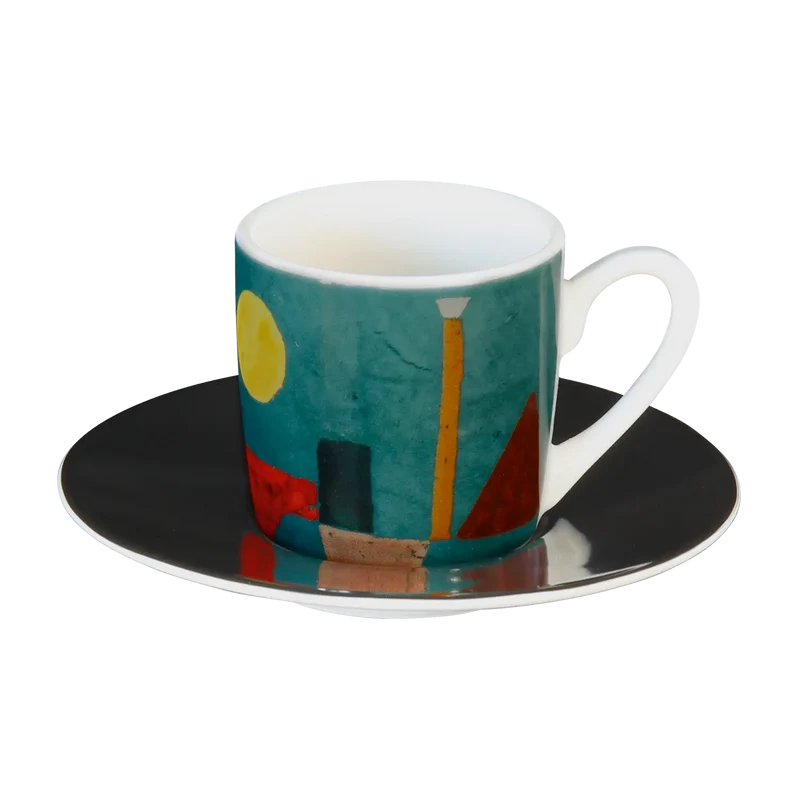 Vier Espresso-Tassen mit Künstlermotiven im Set
