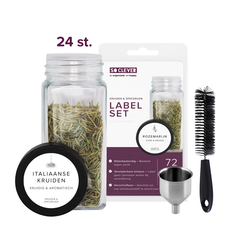 So Clever Gewürzset 24 Gewürzgläser 120 ml mit Ø35mm Etiketten
