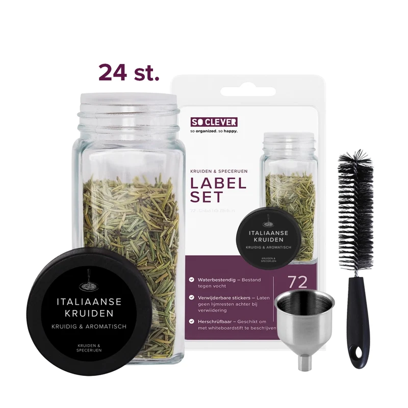 So Clever Gewürzset 24 Gewürzgläser 120 ml mit Ø35mm Etiketten