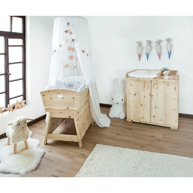 Mitwachsende Babywiege 'Sweet Sleep' | aus Zirbenholz | L 84 x B 60 x H 86 cm | flexibel erweiterbar | Handarbeit aus Deutschland