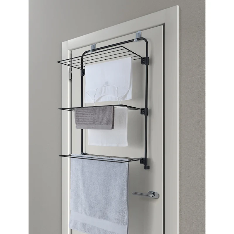 Wäschetrockner Tür oder Dusche Wand schwarz Metaltex