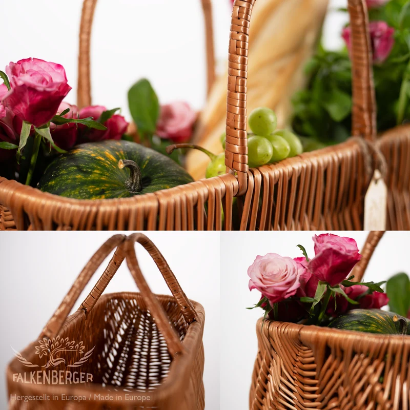FALKENBERGER Korbtasche "Clara" 41x20x27cm Handarbeit Weidentasche mit Griffen Tragekorb aus Weide Shopper
