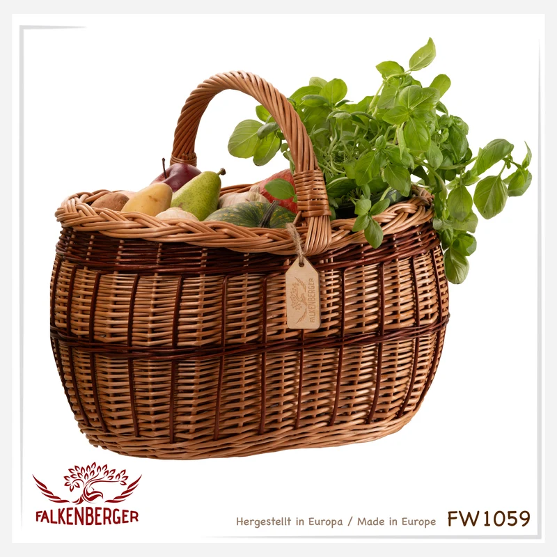 FALKENBERGER Weidenkorb 37x29x23cm "Rustica" Einkaufskorb aus Weide Handarbeit Pilzkorb Marktkorb