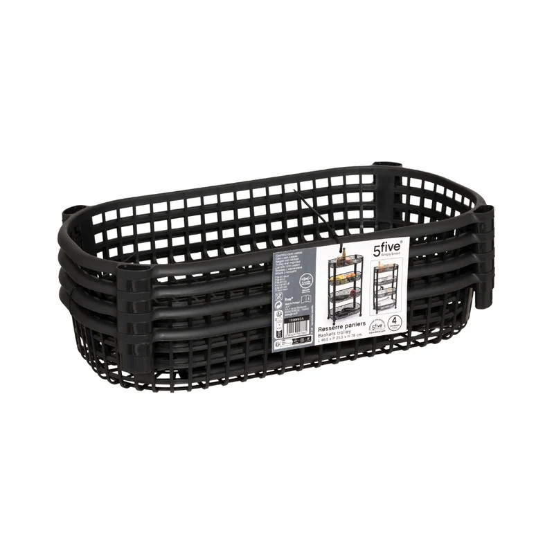 Kunststoff-Trolley schwarz mit 4 Körben Five®