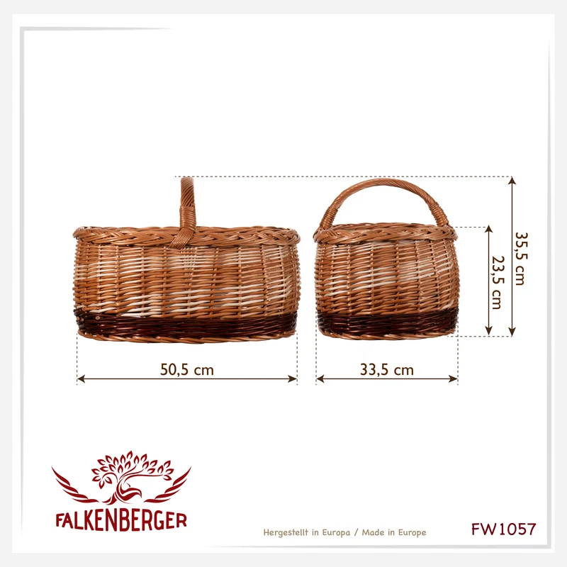 FALKENBERGER Großer Weidenkorb 50,5x33,5x23,5cm "Max" Einkaufskorb aus Weide Handarbeit Marktkorb