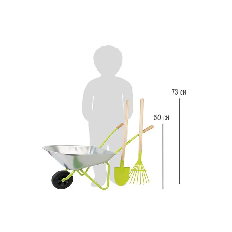 Schubkarre für Kinder mit Gartenwerkzeug