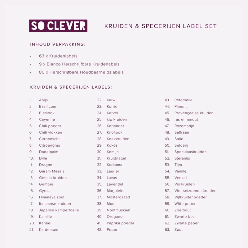 So Clever Gewürzetiketten 72 Stück Ø35mm