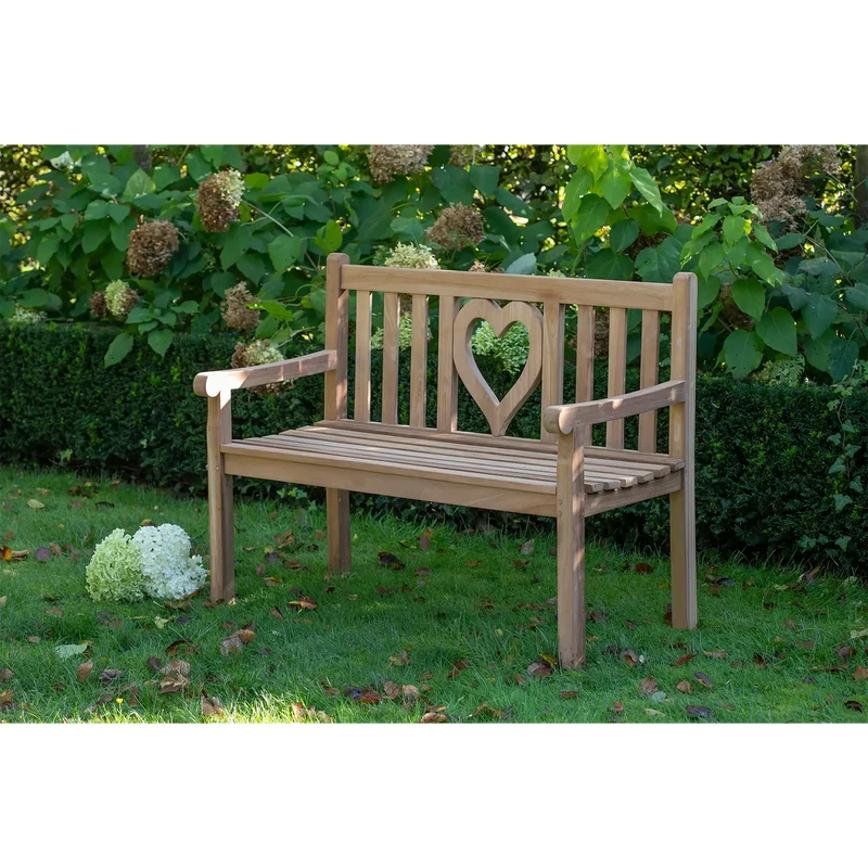 Teak-Gartenbank Herz