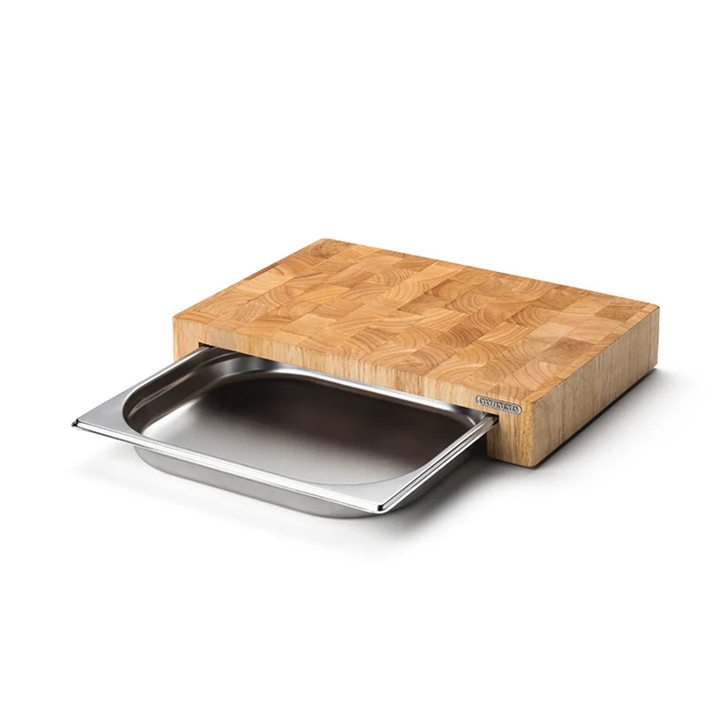 Schneidebrett mit Edelstahl-Schublade