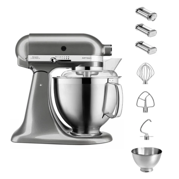 KitchenAid 4,8 L 5KSM185 Artisan Küchenmaschine Pastalover 3er Nudelwalzenset